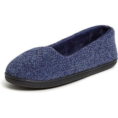 Dearfoams Rebecca Chenille para mujer con espalda cerrada con anchos anchos, Azul (Piloto), Large Dearfoams Rebecca Chenille para mujer con espalda cerrada con anchos anchos, Azul (Piloto), Large
