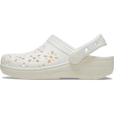 Crocs Classic Floral Cut Out Clog T, Zuecos Unisex niños, Chalk, 19/20 EU Crocs Classic Floral Cut Out Clog T, Zuecos Unisex niños, Chalk, 19/20 EU