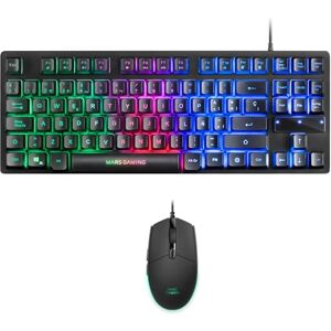 Mars Gaming MCPTKL, Idioma Español, Combo Gaming TKL con Teclado H-Mech RGB y Ratón 3200 dpi RGB Flow, Antighosting, Compacto y Ergonómico, CompatibILIDAD Multiplataforma Mars Gaming MCPTKL, Idioma Español, Combo Gaming TKL con Teclado H-Mech RGB y Ratón 3200 dpi RGB Flow, Antighosting, Compacto y Ergonómico, CompatibILIDAD Multiplataforma