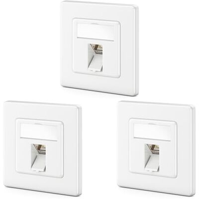 deleyCON 3x Toma de Red CAT7 1 Puerto 10 Gigabit Toma Empotrada Ethernet LAN/de Datos Blindada + 3x Conector Keystone CAT 7 RJ45 para Cable de Red DSL/Patch/Instalación Blanco deleyCON 3x Toma de Red CAT7 1 Puerto 10 Gigabit Toma Empotrada Ethernet LAN/de Datos Blindada + 3x Conector Keystone CAT 7 RJ45 para Cable de Red DSL/Patch/Instalación Blanco