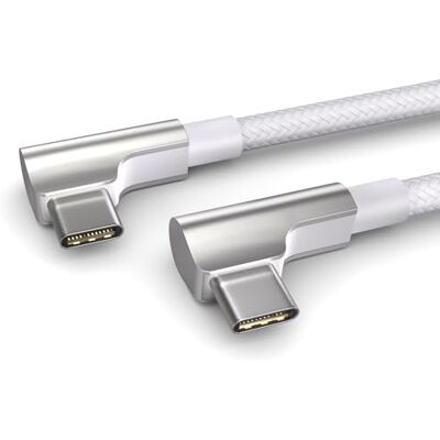 PAXO Cable USB C a USB C de 0,5 m, cable de carga rápida 100W Power Delivery 20V/5A PD 3.0, 10 Gbps Cable de datos de alta velocidad USB 3.2 Gen2x1, enchufe acodado, blanco PAXO Cable USB C a USB C de 0,5 m, cable de carga rápida 100W Power Delivery 20V/5A PD 3.0, 10 Gbps Cable de datos de alta velocidad USB 3.2 Gen2x1, enchufe acodado, blanco