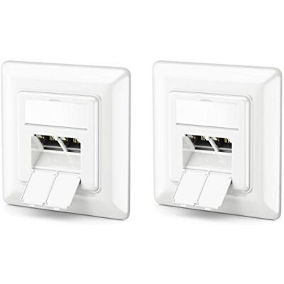 deleyCON 2x CAT6a Toma de Red 2x Toma RJ45 Blindado Montaje Empotrado Ethernet 10 Gbit Red Toma LAN Cable de Conexión Cable de Red Cable de Instalación Blanco deleyCON 2x CAT6a Toma de Red 2x Toma RJ45 Blindado Montaje Empotrado Ethernet 10 Gbit Red Toma LAN Cable de Conexión Cable de Red Cable de Instalación Blanco