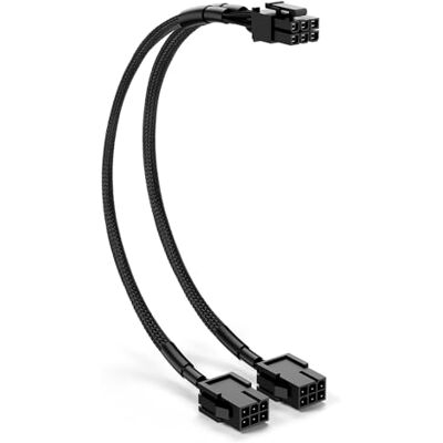 J&D Cable Adaptador de Alimentación PCIe, Doble Hembra de 6 Pines A Macho de 6 Pines, Conector Gpu para Fuente de Alimentación de Tarjeta Gráfica con Refuerzo de Termorretráctil, 1 Paquete, 22.86 cm J&D Cable Adaptador de Alimentación PCIe, Doble Hembra de 6 Pines A Macho de 6 Pines, Conector Gpu para Fuente de Alimentación de Tarjeta Gráfica con Refuerzo de Termorretráctil, 1 Paquete, 22.86 cm