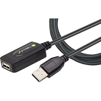 Techly 362220 Cable alargador Activo USB Hi Speed 20 m, Negro Techly 362220 Cable alargador Activo USB Hi Speed 20 m, Negro