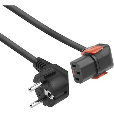 ACT Cable de alimentación C13 IEC Lock+ de 1 Metro, Conector Hembra C13 (ángulo Inferior) a CEE 7/7 Macho para PDU y servidores de Red AK5255 ACT Cable de alimentación C13 IEC Lock+ de 1 Metro, Conector Hembra C13 (ángulo Inferior) a CEE 7/7 Macho para PDU y servidores de Red AK5255