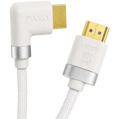 PAXO 8K Gaming HDMI 2.1 Cable 90°, 2 m, ángulo blanco, Ultra High Speed 48 Gbps certificado, 8 K @ 60 Hz, 4 K @ 120 Hz, compatible con PS5, Xbox Series X/S PAXO 8K Gaming HDMI 2.1 Cable 90°, 2 m, ángulo blanco, Ultra High Speed 48 Gbps certificado, 8 K @ 60 Hz, 4 K @ 120 Hz, compatible con PS5, Xbox Series X/S