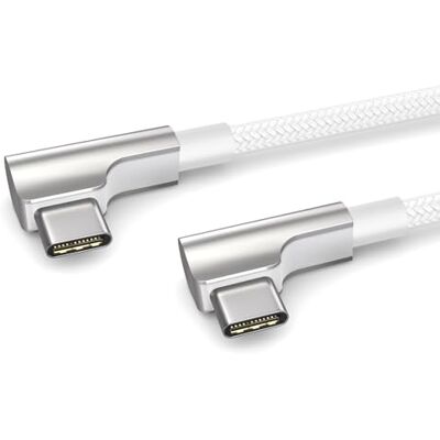 PAXO Cable de carga de 0,2 m, 3 A, cable USB C a USB C, USB 2.0, elegante enchufe acodado, funda de tejido especialmente flexible en blanco PAXO Cable de carga de 0,2 m, 3 A, cable USB C a USB C, USB 2.0, elegante enchufe acodado, funda de tejido especialmente flexible en blanco