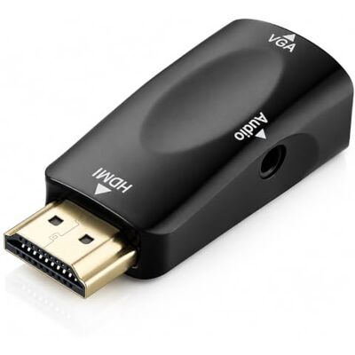 Dragon Adaptador convertidor de vídeo HDMI macho a VGA hembra chapado en oro con cable de audio de 3,5 mm para PC, TV, portátiles y otros dispositivos HDMI Dragon Adaptador convertidor de vídeo HDMI macho a VGA hembra chapado en oro con cable de audio de 3,5 mm para PC, TV, portátiles y otros dispositivos HDMI
