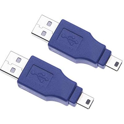 Keple 2 Piezas 2.0 USB Macho A USB Mini 5 Pin Adapter Tipo A Macho A Macho Mini B Conector Acoplador Conector Adaptador De Convertidor Corto para PC, Computadoras (Paquete De 2) Keple 2 Piezas 2.0 USB Macho A USB Mini 5 Pin Adapter Tipo A Macho A Macho Mini B Conector Acoplador Conector Adaptador De Convertidor Corto para PC, Computadoras (Paquete De 2)