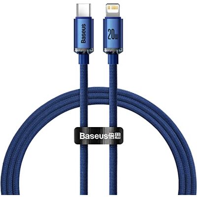 Baseus Cabo Shine Series De Dados De Carregamento Rápido Usb Tipo C Para Lightning 20W 1.2M Azul Baseus Cabo Shine Series De Dados De Carregamento Rápido Usb Tipo C Para Lightning 20W 1.2M Azul
