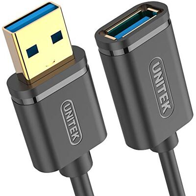 UNITEK Y-C456GBK Cable de extensión USB 3.0 A macho a USB A hembra de 0,5 m, extensión negra para impresora, teclado, lector de tarjetas, etc UNITEK Y-C456GBK Cable de extensión USB 3.0 A macho a USB A hembra de 0,5 m, extensión negra para impresora, teclado, lector de tarjetas, etc
