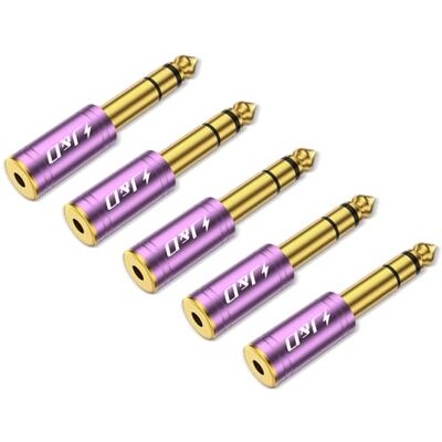 J&D Paquete de 5 Adaptadores de Auriculares 1/4 a 1/8, 6,35 mm a 3,5 mm Estéreo TRS Macho-Hembra, Conector Jack Chapado en Oro de 3,5 mm para Guitarra, Amplificador, Teclado, Bajo, Púrpura J&D Paquete de 5 Adaptadores de Auriculares 1/4 a 1/8, 6,35 mm a 3,5 mm Estéreo TRS Macho-Hembra, Conector Jack Chapado en Oro de 3,5 mm para Guitarra, Amplificador, Teclado, Bajo, Púrpura
