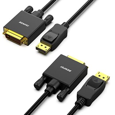 BENFEI Cable DisplayPort a DVI, 2 Paquete 1,8m Adaptador macho a macho chapado en oro Para Lenovo, Dell, HP, ASUS y otras marcas BENFEI Cable DisplayPort a DVI, 2 Paquete 1,8m Adaptador macho a macho chapado en oro Para Lenovo, Dell, HP, ASUS y otras marcas