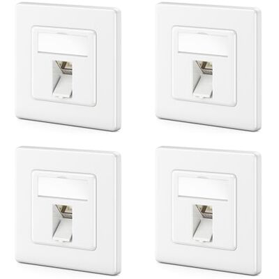 deleyCON 4x Toma de Red CAT7 1 Puerto 10 Gigabit Toma Empotrada Ethernet LAN/de Datos Blindada + 4x Conector Keystone CAT 7 RJ45 para Cable de Red DSL/Patch/Instalación Blanco deleyCON 4x Toma de Red CAT7 1 Puerto 10 Gigabit Toma Empotrada Ethernet LAN/de Datos Blindada + 4x Conector Keystone CAT 7 RJ45 para Cable de Red DSL/Patch/Instalación Blanco