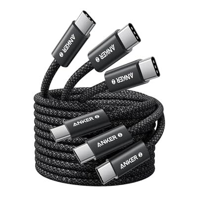 Anker Zolo 240W Cable USB C Carga Rapida PD 3.1 Cable USB C a Tipo C, Nylon (3 x 1.5m) Anker Zolo 240W Cable USB C Carga Rapida PD 3.1 Cable USB C a Tipo C, Nylon (3 x 1.5m)