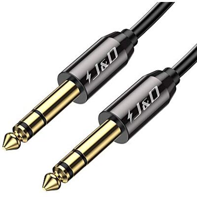 J&D Cable TRS 1/4", Chapado en Oro, Carcasa de Cobre Reforzada, 6,35mm Macho a Macho, Adaptador de Audio Estéreo Balanceado, Cable de Guitarra para Monitores de Estudio, Bajo, Teclado (1,8 M) J&D Cable TRS 1/4", Chapado en Oro, Carcasa de Cobre Reforzada, 6,35mm Macho a Macho, Adaptador de Audio Estéreo Balanceado, Cable de Guitarra para Monitores de Estudio, Bajo, Teclado (1,8 M)