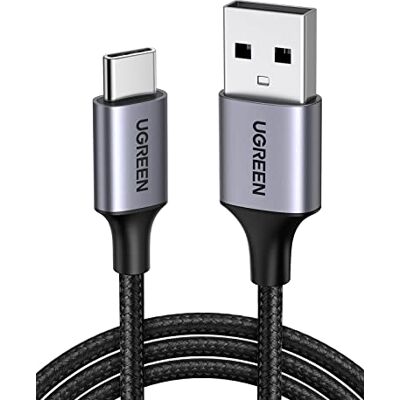 UGREEN Cable de datos trenzado USB Type-C (25 cm), color negro UGREEN Cable de datos trenzado USB Type-C (25 cm), color negro