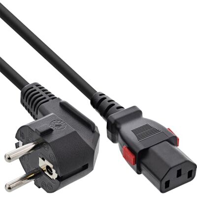 InLine 16955L Cable de alimentación con protección de Contacto en ángulo en C13 con Bloqueo para PC, Servidor, Monitor, Color Negro, 5 m InLine 16955L Cable de alimentación con protección de Contacto en ángulo en C13 con Bloqueo para PC, Servidor, Monitor, Color Negro, 5 m