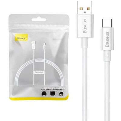 Baseus Cable USB a USB-C superior, 100 W, 1 m, color blanco Baseus Cable USB a USB-C superior, 100 W, 1 m, color blanco