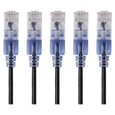 Monoprice Cable de conexión Ethernet SlimRun Cat6A 115141 Cable de cobre puro RJ45 UTP sin enganches 10G 30AWG 10 pies negro paquete de 5 Monoprice Cable de conexión Ethernet SlimRun Cat6A 115141 Cable de cobre puro RJ45 UTP sin enganches 10G 30AWG 10 pies negro paquete de 5