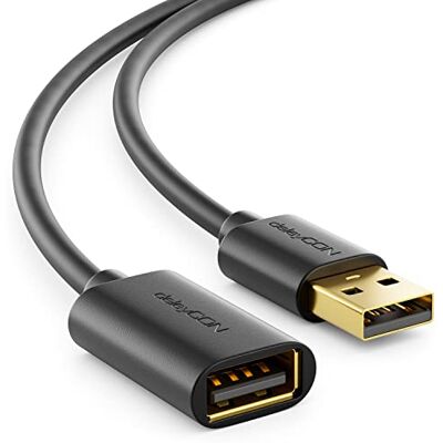 deleyCON 1m Cable de Extensión USB 2.0 USB-A a USB-A Negro Cable de alta velocidad, USB A macho a USB A hembra deleyCON 1m Cable de Extensión USB 2.0 USB-A a USB-A Negro Cable de alta velocidad, USB A macho a USB A hembra