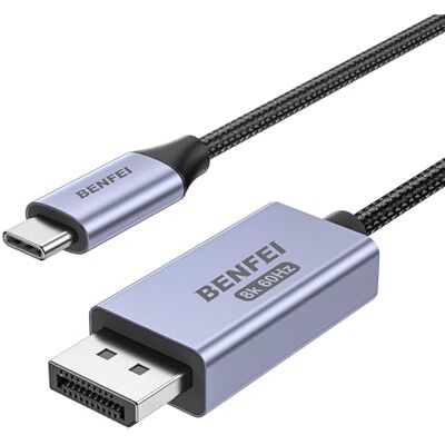 BENFEI Cable USB C a DisplayPort 1.4 bidireccional de 1,8 m, compatible con 8 K@60 Hz 4 K@240 Hz (Thunderbolt 4 a DisplayPort Cable, DisplayPort to USB C Cable), color gris No para monitor BENFEI Cable USB C a DisplayPort 1.4 bidireccional de 1,8 m, compatible con 8 K@60 Hz 4 K@240 Hz (Thunderbolt 4 a DisplayPort Cable, DisplayPort to USB C Cable), color gris No para monitor