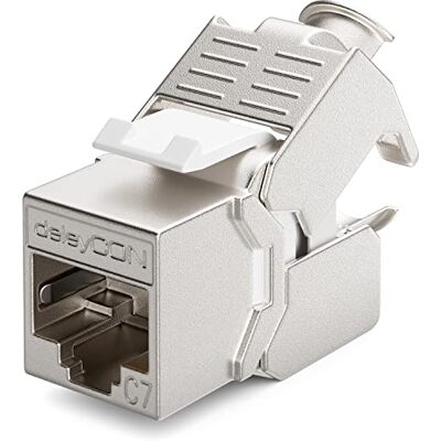 deleyCON 1x Módulo Keystone CAT7 Compatible con Cables de Instalación CAT7/CAT6/CAT6a, Empalmes y Patch Cables Blindaje STP Puerto RJ45-1000 MHz, 10 Gbit/s con Terminal de Corte (LSA) deleyCON 1x Módulo Keystone CAT7 Compatible con Cables de Instalación CAT7/CAT6/CAT6a, Empalmes y Patch Cables Blindaje STP Puerto RJ45-1000 MHz, 10 Gbit/s con Terminal de Corte (LSA)