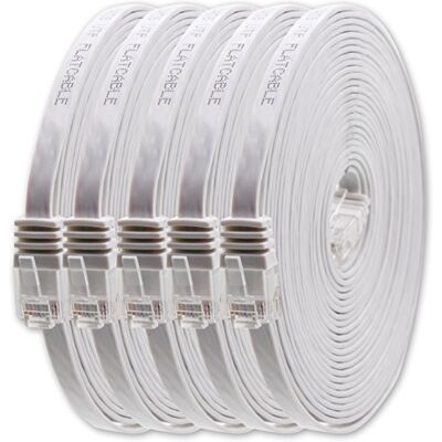 1aTTack.de Cat6 Cat.6 Cable Plano Cable de Red Lan Cable Plano Banda Lan 1000 Mbit/s Blanco Blanco 5 Piezas 0,25m 1aTTack.de Cat6 Cat.6 Cable Plano Cable de Red Lan Cable Plano Banda Lan 1000 Mbit/s Blanco Blanco 5 Piezas 0,25m