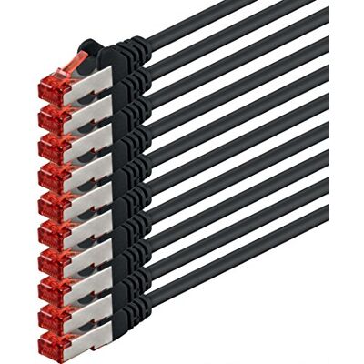 1aTTack.de 10x 0,25m Cable de red SFTP PIMF Cat6 RJ45 negro 1aTTack.de 10x 0,25m Cable de red SFTP PIMF Cat6 RJ45 negro