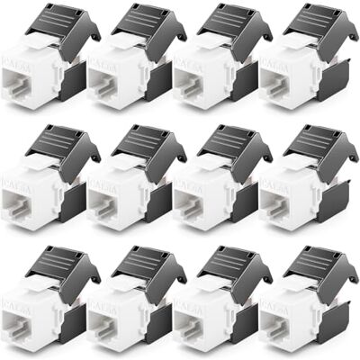 deleyCON CAT6A Keystone Jack Módulo (Set de 12 Unidades) RJ45 Hembra a LSA, 10 Gbit/s, 500 MHz, T568A/T568B, AWG 22-26 UTP Plástico para Patch Panel, Toma de Red deleyCON CAT6A Keystone Jack Módulo (Set de 12 Unidades) RJ45 Hembra a LSA, 10 Gbit/s, 500 MHz, T568A/T568B, AWG 22-26 UTP Plástico para Patch Panel, Toma de Red