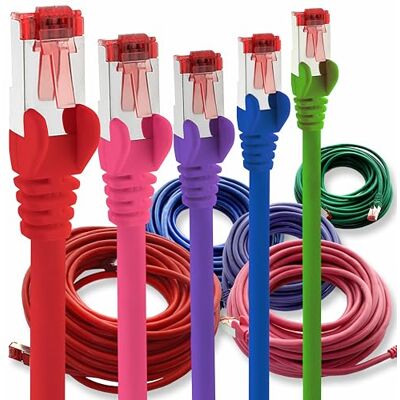 1aTTack.de 0,5 m 5 unidades Cable LAN Ethernet Cat6 RJ45-5 colores Cable de red de alta velocidad para transmisión, juegos, TV y ordenador Estable y duradero Perfecto para redes domésticas y 1aTTack.de 0,5 m 5 unidades Cable LAN Ethernet Cat6 RJ45-5 colores Cable de red de alta velocidad para transmisión, juegos, TV y ordenador Estable y duradero Perfecto para redes domésticas y