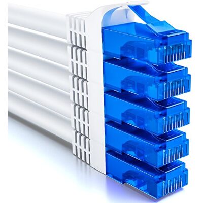 deleyCON 0,25m Set de Cables de red CAT6 U-UTP RJ45, 5 Unidades Blanco Cable LAN CAT-6 corto de 25 cm, cable de conexión, cable Ethernet para DSL, conmutador, enrutador, módem, repetidor deleyCON 0,25m Set de Cables de red CAT6 U-UTP RJ45, 5 Unidades Blanco Cable LAN CAT-6 corto de 25 cm, cable de conexión, cable Ethernet para DSL, conmutador, enrutador, módem, repetidor