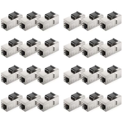 deleyCON CAT6 RJ45 Keystone Acoplador (Set de 24 Unidades) STP, RJ45 Hembra a Hembra, 1 Gbit/s, 250 MHz, Acoplamiento LAN 1:1, Cobre Niquelado Plata deleyCON CAT6 RJ45 Keystone Acoplador (Set de 24 Unidades) STP, RJ45 Hembra a Hembra, 1 Gbit/s, 250 MHz, Acoplamiento LAN 1:1, Cobre Niquelado Plata