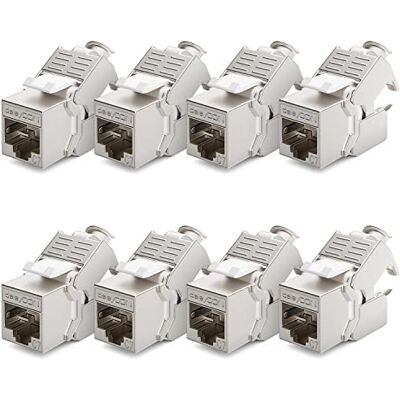 deleyCON 8X Módulo Keystone CAT7 Compatible con Cables de Instalación CAT7/CAT6/CAT6a, Empalmes y Patch Cables Blindaje STP Puerto RJ45-1000 MHz, 10 Gbit/s con Terminal de Corte (LSA) deleyCON 8X Módulo Keystone CAT7 Compatible con Cables de Instalación CAT7/CAT6/CAT6a, Empalmes y Patch Cables Blindaje STP Puerto RJ45-1000 MHz, 10 Gbit/s con Terminal de Corte (LSA)