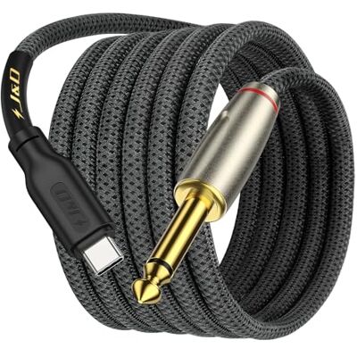 J&D Cable Adaptador de Audio Mono TS Macho de 6,35 mm 1/4 pulgada a USB Tipo C Compatible con iPhone 16/17 Series, Cable de Audio Trenzado Chapado en Oro, 2 m J&D Cable Adaptador de Audio Mono TS Macho de 6,35 mm 1/4 pulgada a USB Tipo C Compatible con iPhone 16/17 Series, Cable de Audio Trenzado Chapado en Oro, 2 m