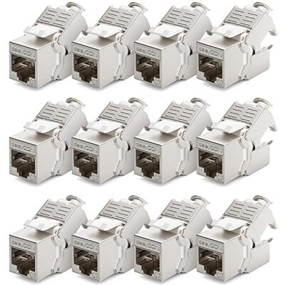 deleyCON 12x Módulo Keystone CAT7 Compatible con Cables de Instalación CAT7/CAT6/CAT6a, Empalmes y Patch Cables Blindaje STP Puerto RJ45-1000 MHz, 10 Gbit/s con Terminal de Corte (LSA) deleyCON 12x Módulo Keystone CAT7 Compatible con Cables de Instalación CAT7/CAT6/CAT6a, Empalmes y Patch Cables Blindaje STP Puerto RJ45-1000 MHz, 10 Gbit/s con Terminal de Corte (LSA)