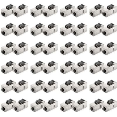 deleyCON CAT6 RJ45 Keystone Acoplador (Set de 48 Unidades) STP, RJ45 Hembra a Hembra, 1 Gbit/s, 250 MHz, Acoplamiento LAN 1:1, Cobre Niquelado Plata deleyCON CAT6 RJ45 Keystone Acoplador (Set de 48 Unidades) STP, RJ45 Hembra a Hembra, 1 Gbit/s, 250 MHz, Acoplamiento LAN 1:1, Cobre Niquelado Plata
