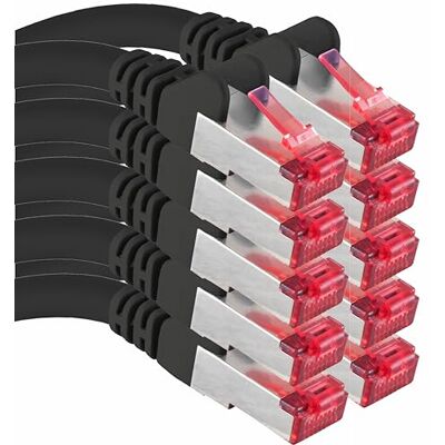 1aTTack.de 2m 10 unidades Cable LAN Ethernet Cat6 RJ45 Negro Cable de red de alta velocidad para streaming, juegos, TV y ordenador Estable y duradero Perfecto para redes domésticas y 1aTTack.de 2m 10 unidades Cable LAN Ethernet Cat6 RJ45 Negro Cable de red de alta velocidad para streaming, juegos, TV y ordenador Estable y duradero Perfecto para redes domésticas y