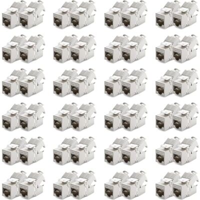 deleyCON 48x Módulo Keystone CAT7 Compatible con Cables de Instalación CAT7/CAT6/CAT6a, Empalmes y Patch Cables Blindaje STP Puerto RJ45-1000 MHz, 10 Gbit/s con Terminal de Corte (LSA) deleyCON 48x Módulo Keystone CAT7 Compatible con Cables de Instalación CAT7/CAT6/CAT6a, Empalmes y Patch Cables Blindaje STP Puerto RJ45-1000 MHz, 10 Gbit/s con Terminal de Corte (LSA)