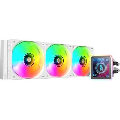 Mars Gaming ML-VISIONPRO360, Refrigeración Líquida AIO, TDP 600W, 3x Ventiladores ARGB 120mm FDB con Núcleo de Cobre y Aluminio, Pantalla LCD IPS 4” Extraíble y Magnética, Opti-Chamber 3rd Gen, Blanco Mars Gaming ML-VISIONPRO360, Refrigeración Líquida AIO, TDP 600W, 3x Ventiladores ARGB 120mm FDB con Núcleo de Cobre y Aluminio, Pantalla LCD IPS 4” Extraíble y Magnética, Opti-Chamber 3rd Gen, Blanco