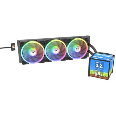 Thermaltake MINECUBE 360 Ultra ARGB Refrigeración Líquida CPU AIO 360mm Cubo con 4 Pantallas LCD 3.95” Ventilador VRM Integrado SWAFAN EX12 ARGB MagForce 2.0 Negro Thermaltake MINECUBE 360 Ultra ARGB Refrigeración Líquida CPU AIO 360mm Cubo con 4 Pantallas LCD 3.95” Ventilador VRM Integrado SWAFAN EX12 ARGB MagForce 2.0 Negro
