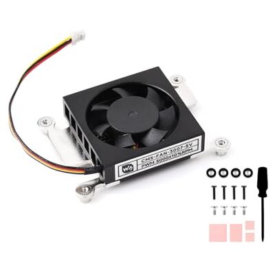 Waveshare Ventilador de refrigeración para Raspberry Pi CM5, 5000±10% RPM, fuente de alimentación de 5 V, con cintas térmicas, 54 x 39 x 13 mm, velocidad PWM ajustable, compatible con computadoras de Waveshare Ventilador de refrigeración para Raspberry Pi CM5, 5000±10% RPM, fuente de alimentación de 5 V, con cintas térmicas, 54 x 39 x 13 mm, velocidad PWM ajustable, compatible con computadoras de