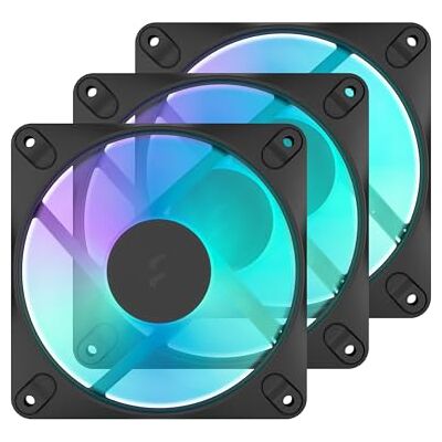 Fractal Design Dynamic 3 12 RGB 3-Pack Black 120 mm PWM Fans – ARGB Gen 2 Lighting – Swept Blade Design – Daisy-Chainable Cables – Rifle Bearing Fractal Design Dynamic 3 12 RGB 3-Pack Black 120 mm PWM Fans – ARGB Gen 2 Lighting – Swept Blade Design – Daisy-Chainable Cables – Rifle Bearing