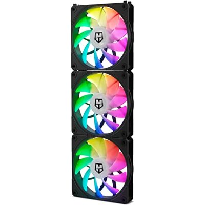 Xtreme HUMMER EASY LINK – Set de 3 ventiladores 120 mm, LED ARGB, PWM ultrasilenciosos, conexión sin cables, 4 pads de goma antivibración, velocidad hasta 1500 RPM, color negro Xtreme HUMMER EASY LINK – Set de 3 ventiladores 120 mm, LED ARGB, PWM ultrasilenciosos, conexión sin cables, 4 pads de goma antivibración, velocidad hasta 1500 RPM, color negro