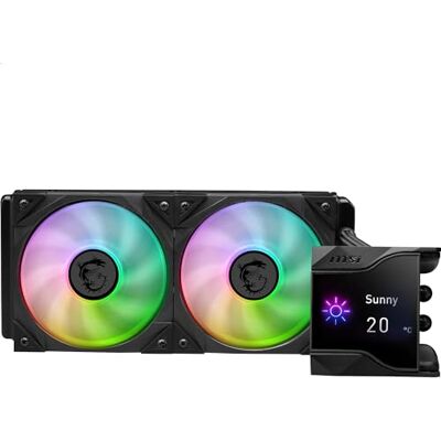 MSI CPU MPG CORELIQUID D240 con refrigeración líquida de 60 mm, 2 ventiladores ARGB de 120 mm, tubos antievaporación y refrigeración GI, compatible con enchufes AMD e Intel MSI CPU MPG CORELIQUID D240 con refrigeración líquida de 60 mm, 2 ventiladores ARGB de 120 mm, tubos antievaporación y refrigeración GI, compatible con enchufes AMD e Intel