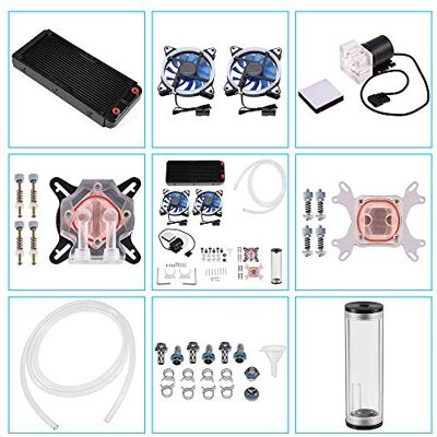 Bewinner Water Cooling Kit DIY Refrigeración Líquida, PC Refrigerador Líquido Radiador 240mm DIY Depósito de Bomba de Bloque de CPU/GPU, Kit de Conectores de Enfriamiento de Agua de Computadora Bewinner Water Cooling Kit DIY Refrigeración Líquida, PC Refrigerador Líquido Radiador 240mm DIY Depósito de Bomba de Bloque de CPU/GPU, Kit de Conectores de Enfriamiento de Agua de Computadora