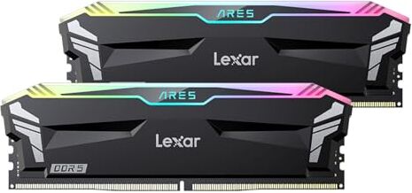 Lexar ARES RGB DDR5 RAM 32GB Kit (16GBx2) 6000MHz, CL30-36-36-68 DRAM 288-Pin UDIMM PC Memoria, memoria de computadora para juegos compatible con XMP 3.0/AMD EXPO, 1.35V(LD5BU016G-R6000GDLA)