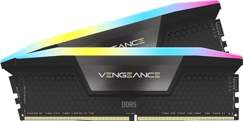 Corsair Memoria de ordenador VENGEANCE RGB DDR5 RAM 32 GB (2 x 16 GB) 7200 MHz CL34 compatible con Intel XMP iCUE, negra (CMH32GX5M2X7200C34)