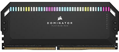 Corsair DOMINATOR PLATINUM RGB DDR5 32 GB (2 x 16 GB) 5200MHz C40 Memoria per Desktop (Regulación de voltaje integrada, Refrigeración DHX patentada, 12 LEDs CAPELLIX RGB, Optimizadas para Intel) Negro