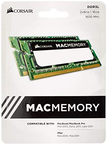 Corsair Mac Memory SODIMM 16GB (2x8GB) DDR3L 1600MHz CL11 Memoria para Sistemas Mac, Calificada por Apple Negro